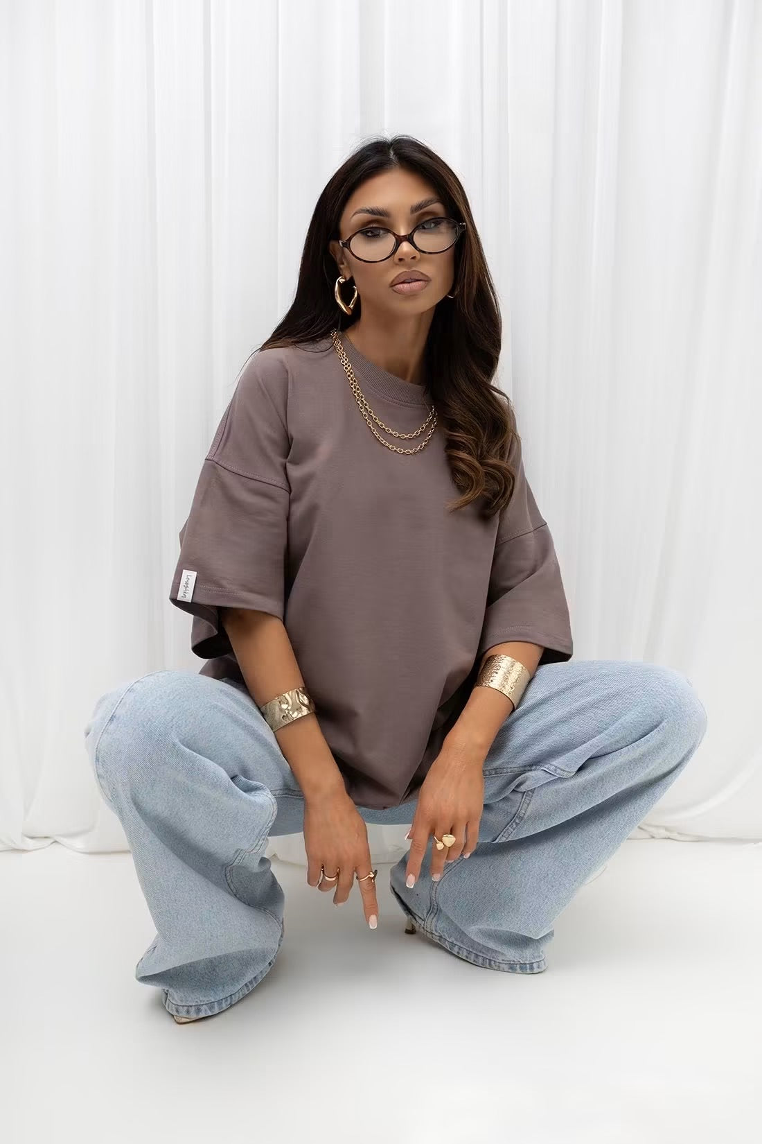 T-shirt oversize z grubej bawełny