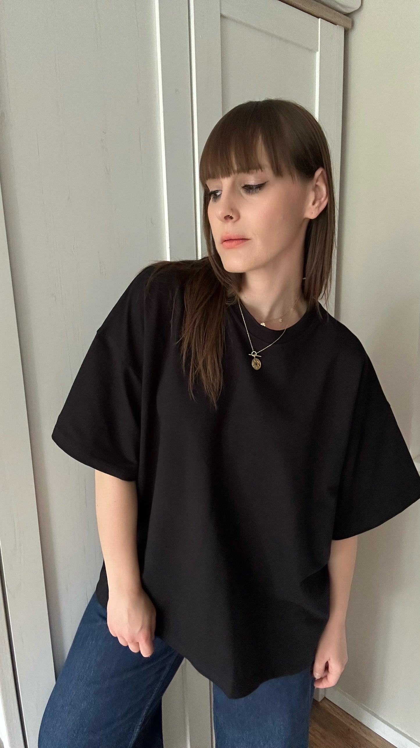 T-shirt oversize z grubej bawełny