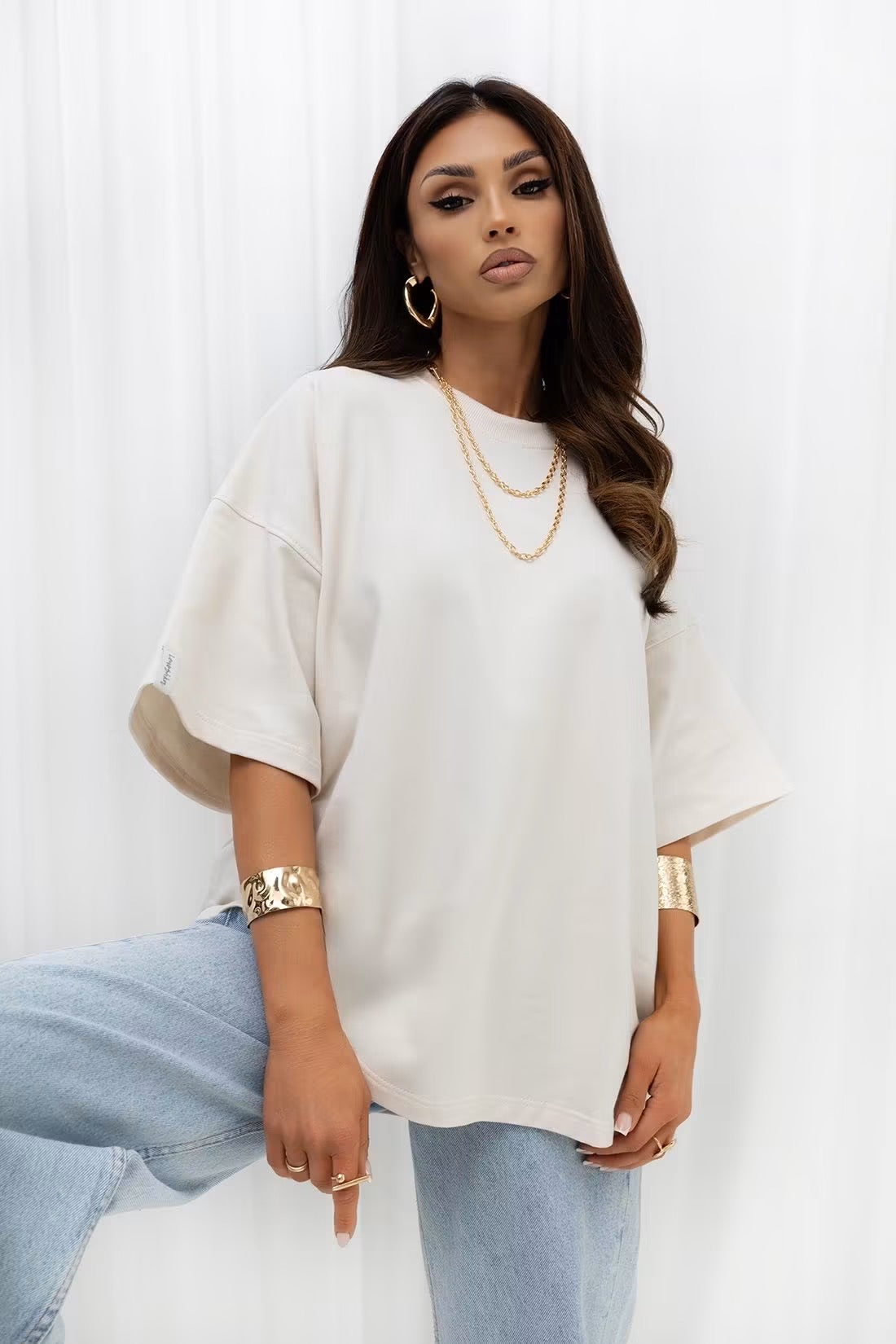 T-shirt oversize z grubej bawełny