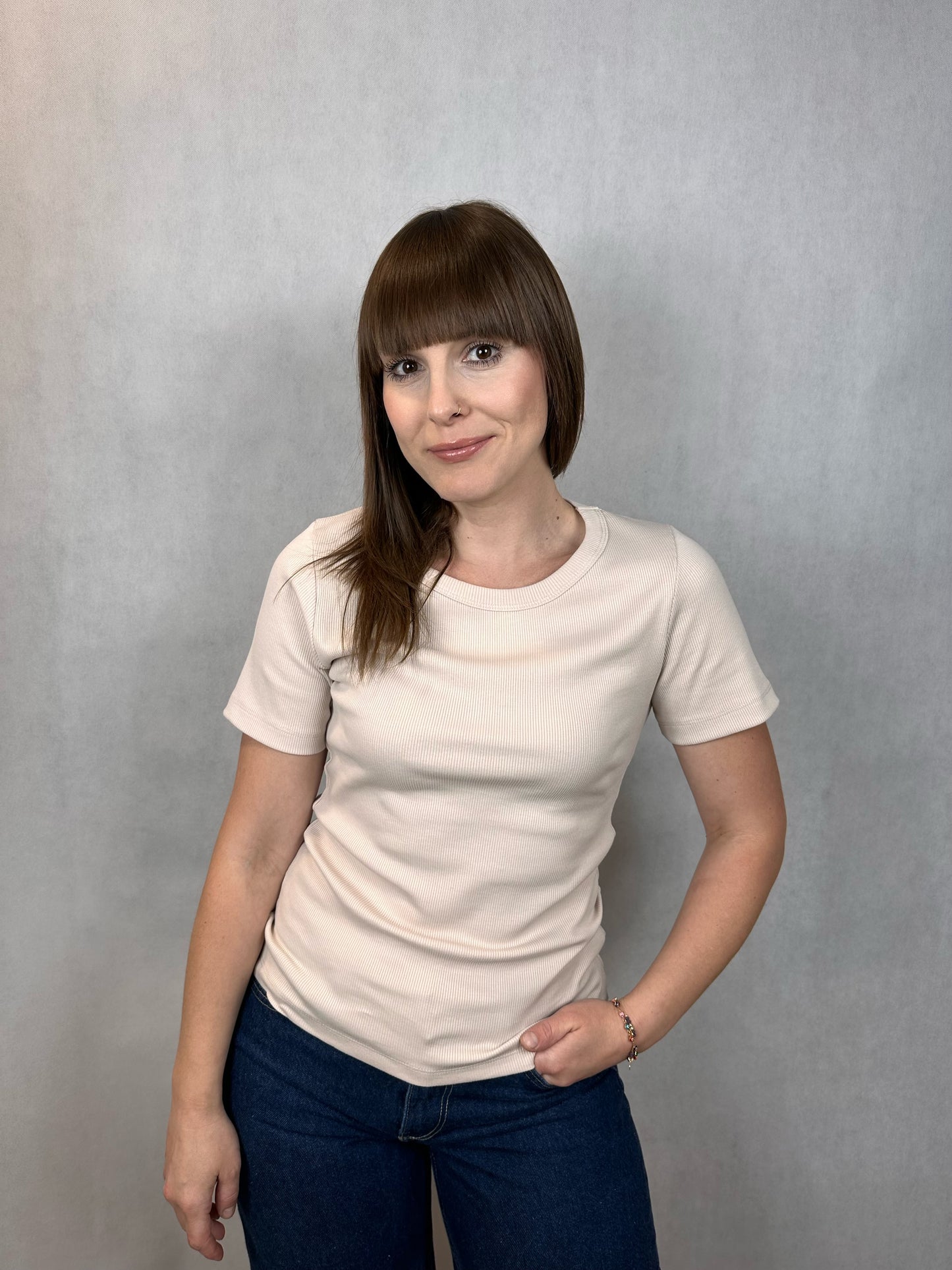 T-shirt prążkowany