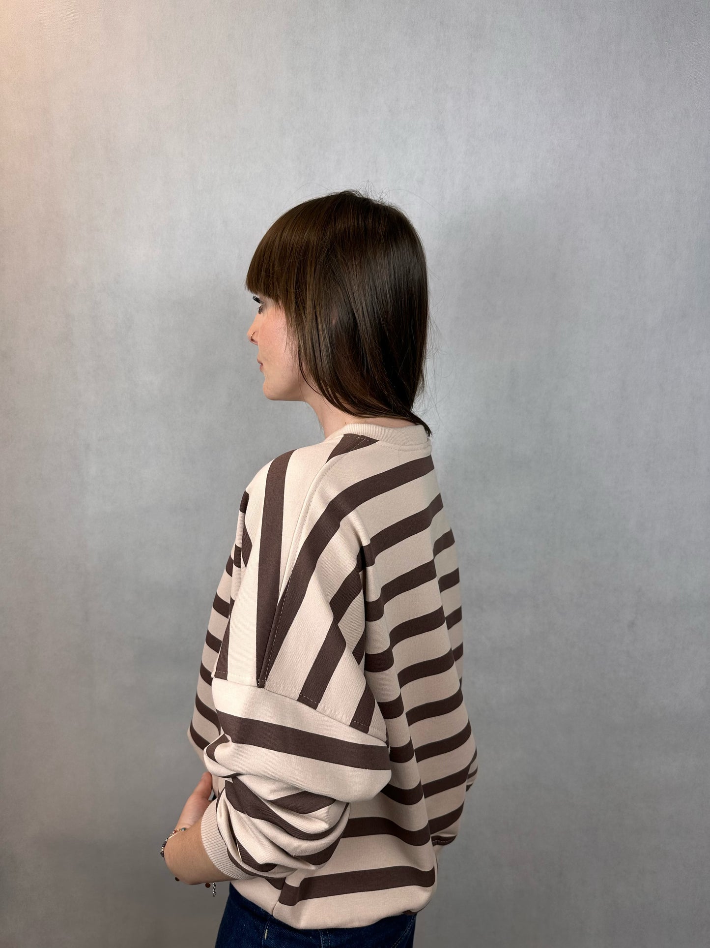 Bluza oversize- czekoladowe paski