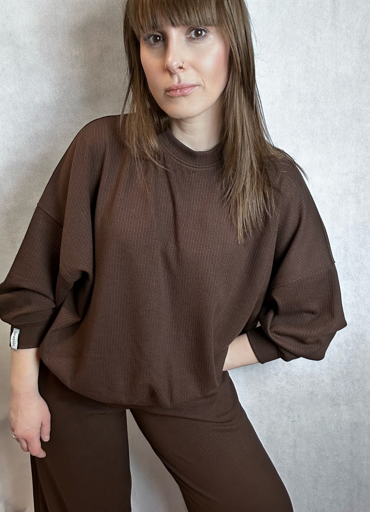 Dres czekoladowy brąz - prążkowany