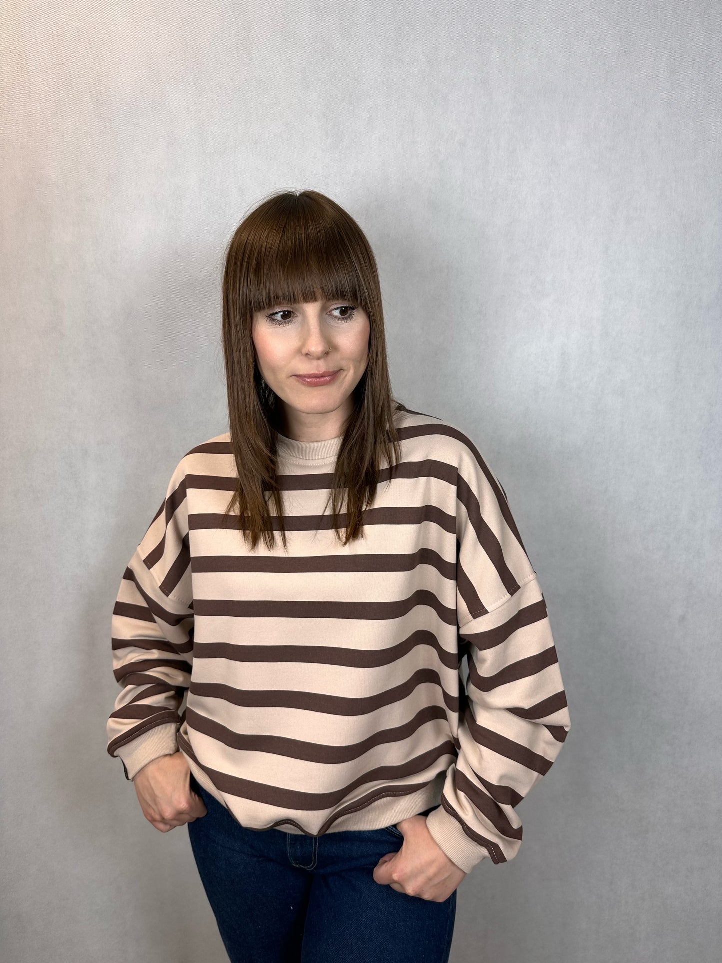 Bluza oversize- czekoladowe paski