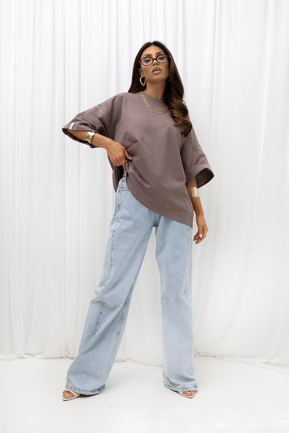 T-shirt oversize z grubej bawełny